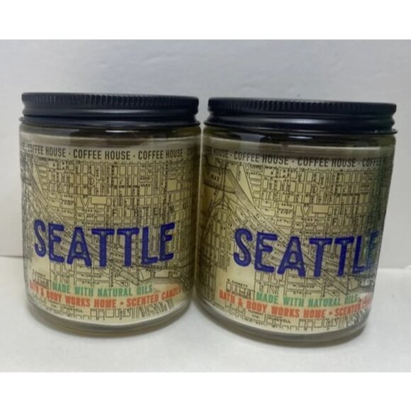 Bath & Body Works Seattle - Coffee House Single Wick Candle LOT of 2 HTF Rare - Picture 1 of 9